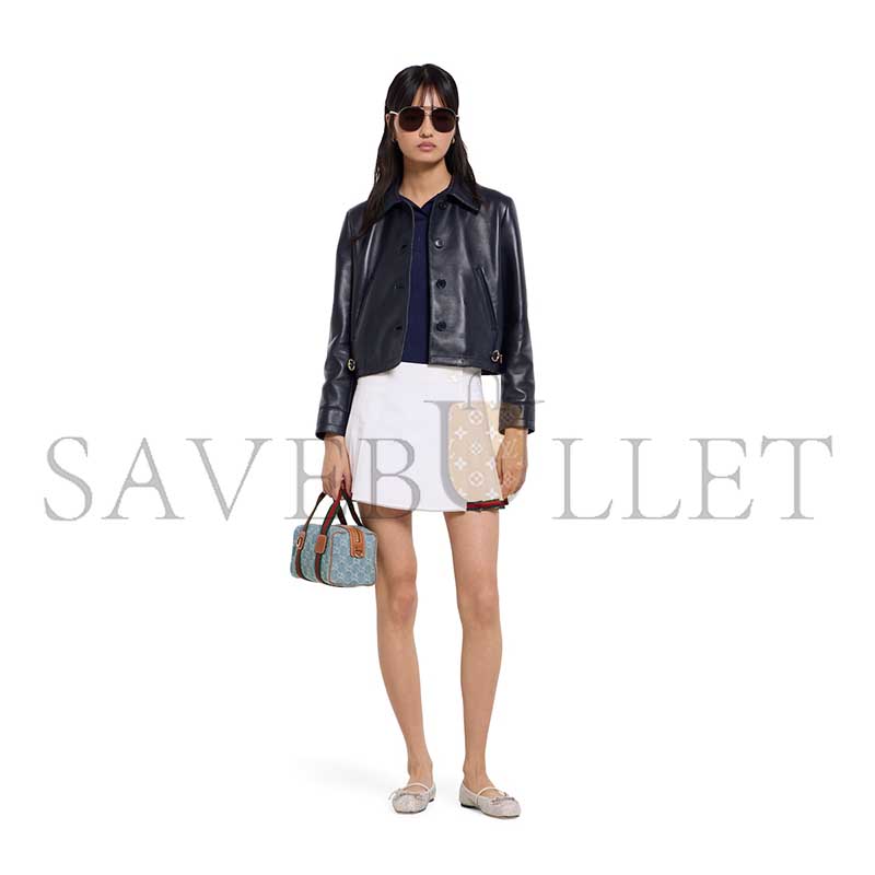 GUCCI SHINY LEATHER JACKET WITH HORSEBIT 815063